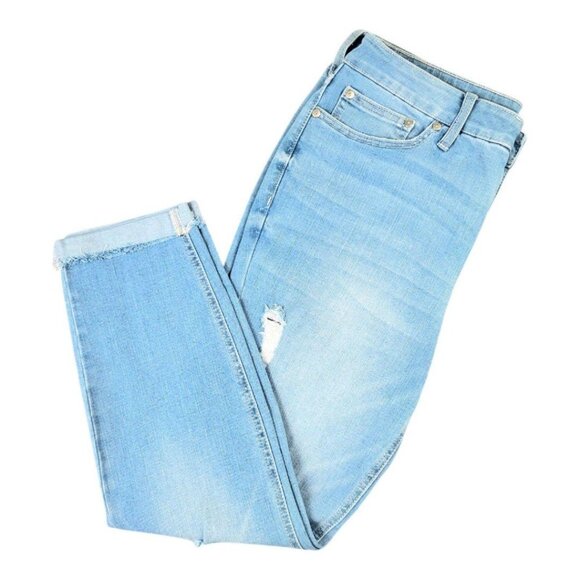 Womens Size 14 Lauren Conrad Lightwash Stretchy Distressed Cuffed Skinny Jeans - Picture 5 of 12